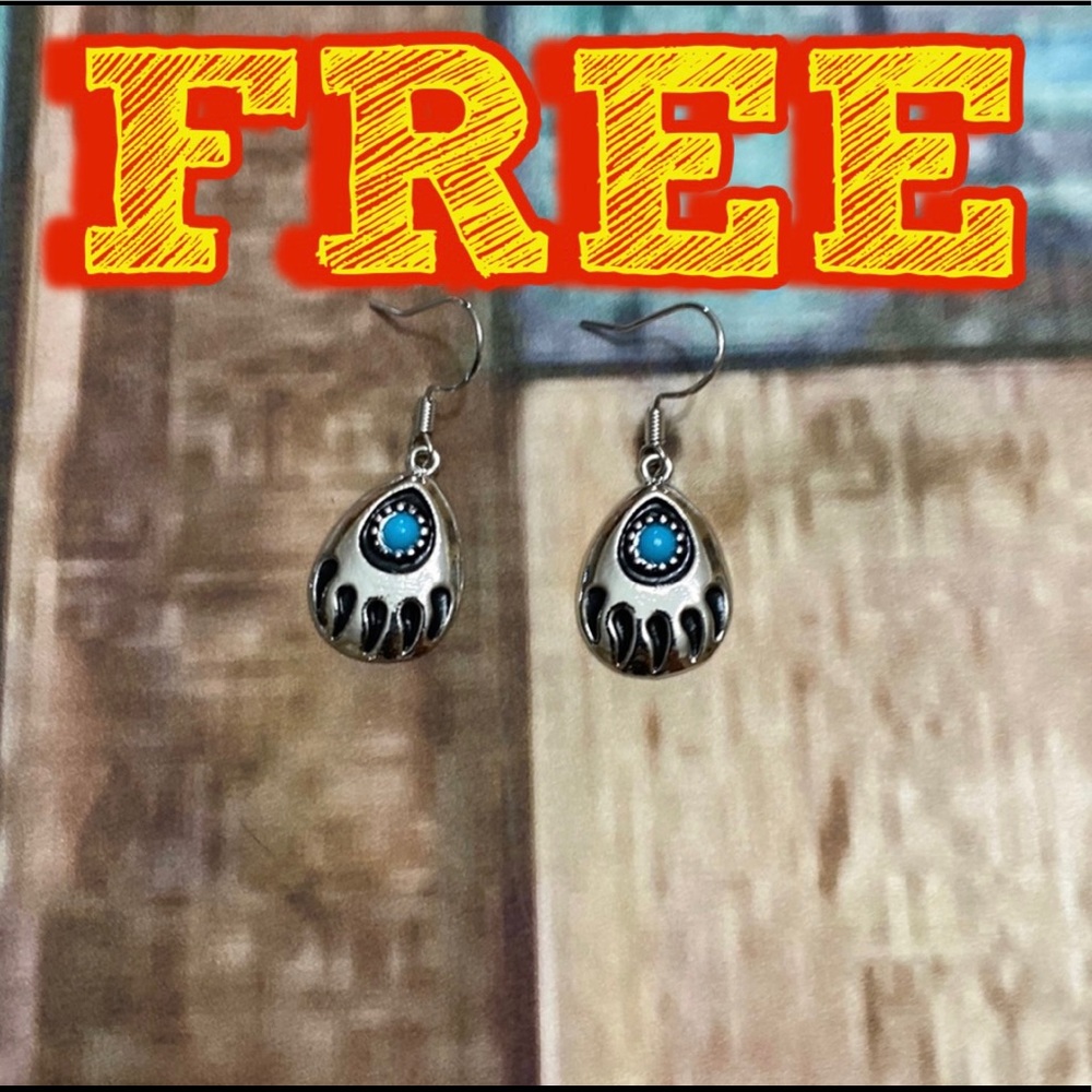 Free with a purchase of a ring Native American bear paw earrings